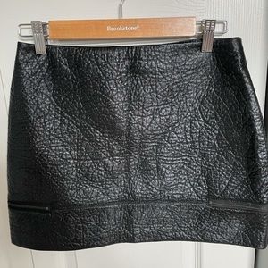 Faux Vegan Leather Zipper Detail Skirt